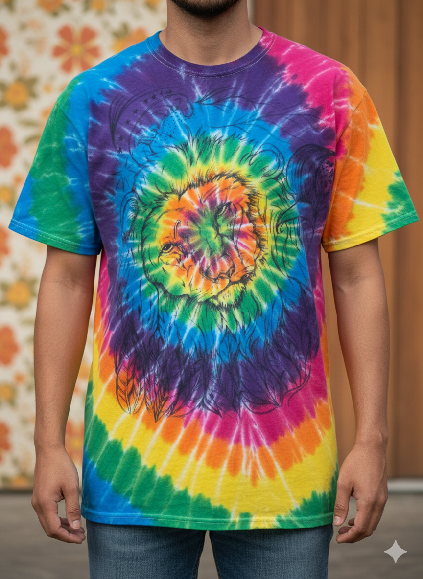 'ROARIN' RAINBOW TIE -DYE LION TEE"